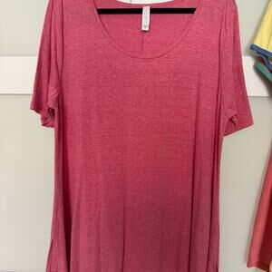 LuLaRoe Classic T XL Heather Pink Short Sleeve Scoop Neck Tunic Top